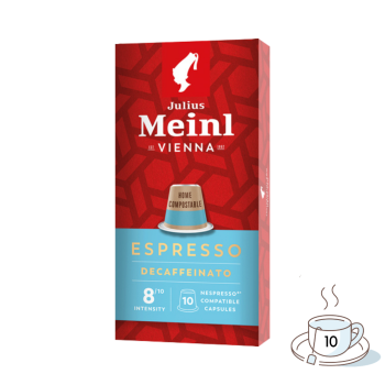 Julius Meinl Inspresso Espresso Decaf 8, koffeinfrei, Nespresso-kompatibel, kompostierbar, 10 Kaffeekapseln